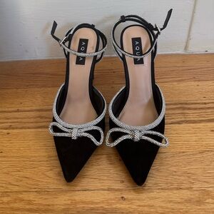 Aqua embellished rhinestone heels